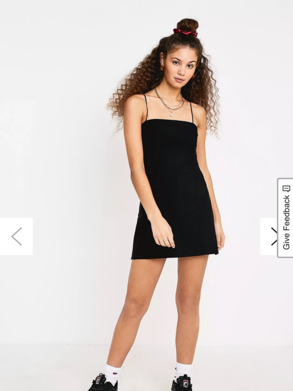 silence + noise Black Square-Neck Spaghetti Strap Mini Dress